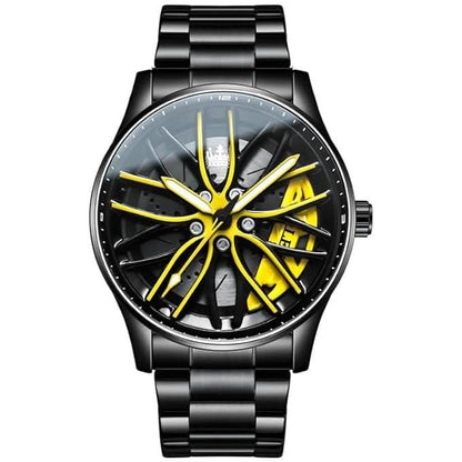 Yellow Car Wheel Watch