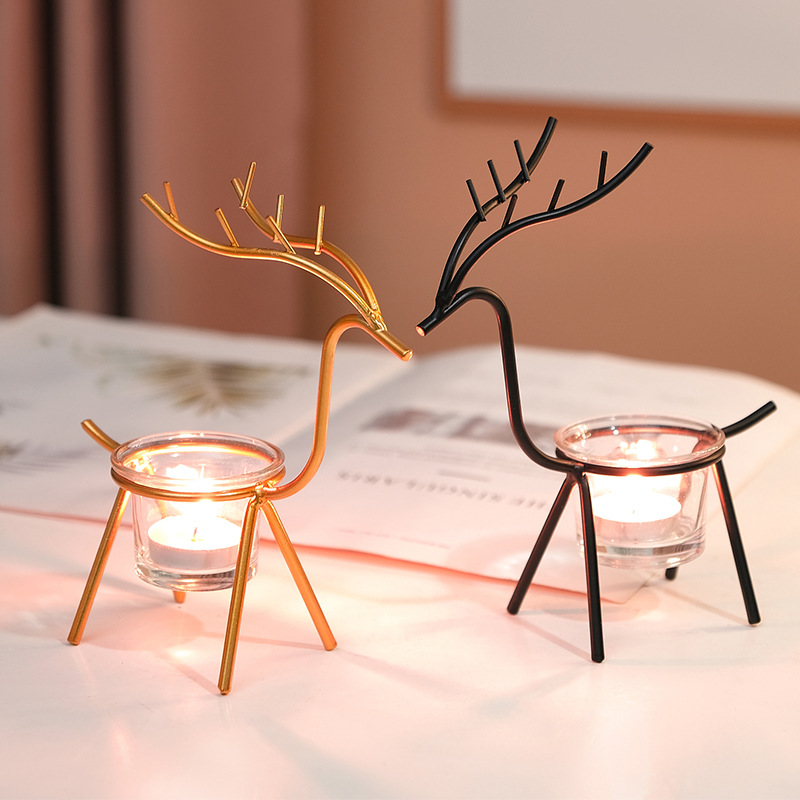 Deer Shape Handcrafted Metal Tea Light Holder(Set of 2 )