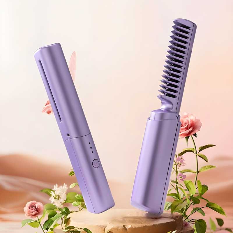 Portable Mini Hair Straightener Cordless Rechargeable Mini Adjustable Hair Straightener Hot Comb