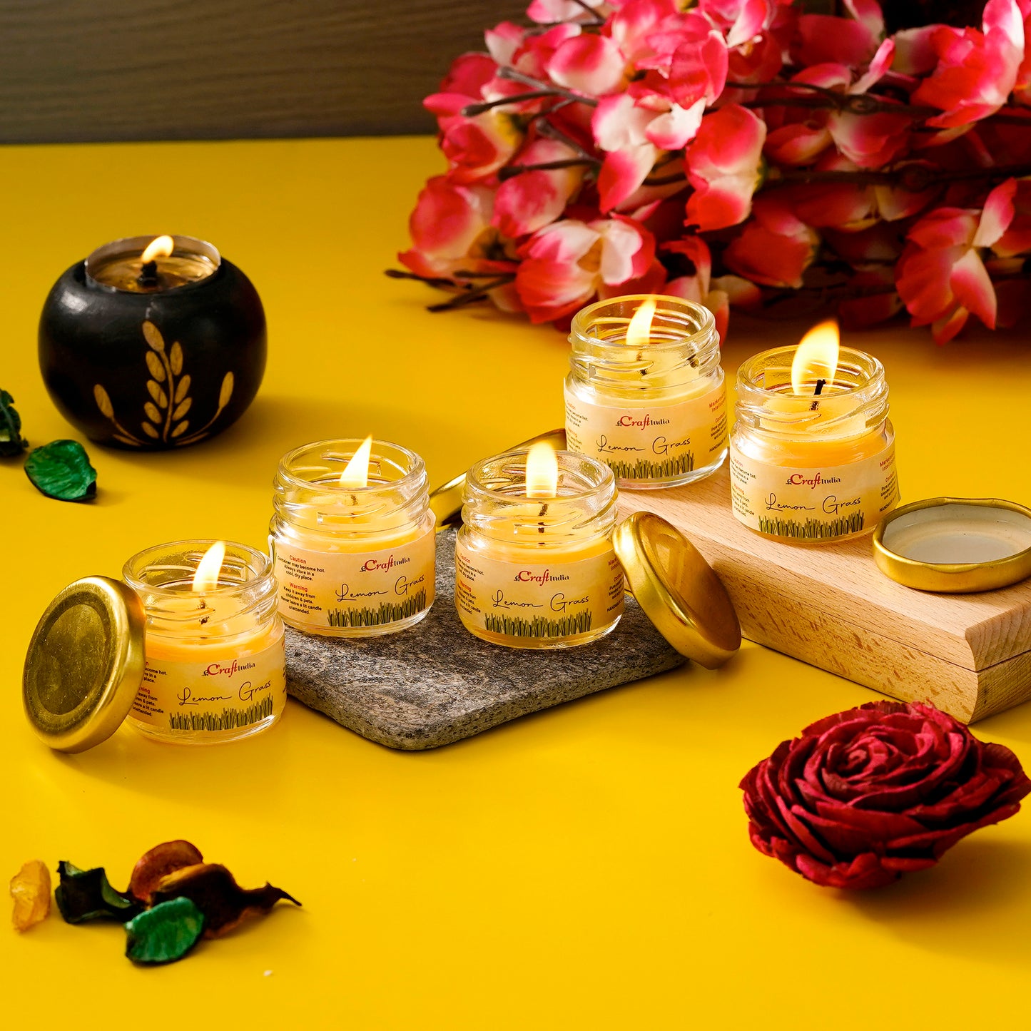 Lemon Grass Scented Minijar Candle (Set of 5)