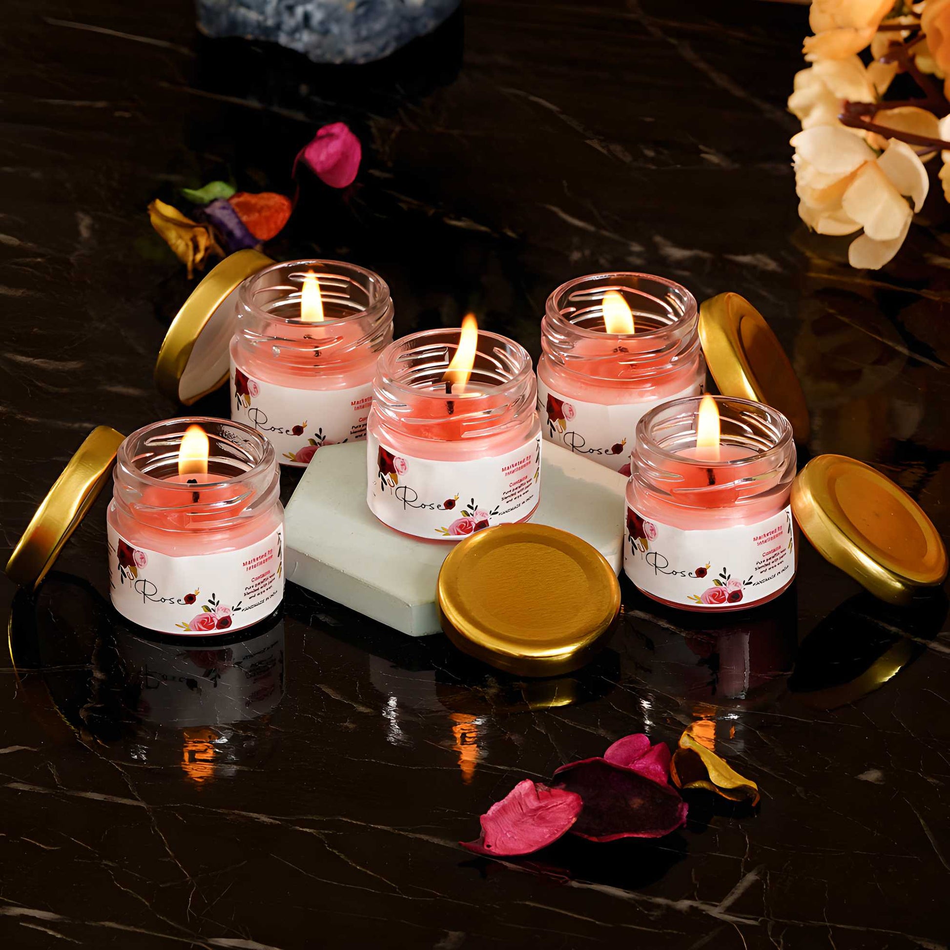 Five Rose Scented Candles