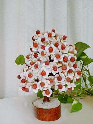 Gomti Chakra and Rudraksha Floral Design Stone Tree